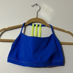 Blue and Neon Green Dance Sports Bra
